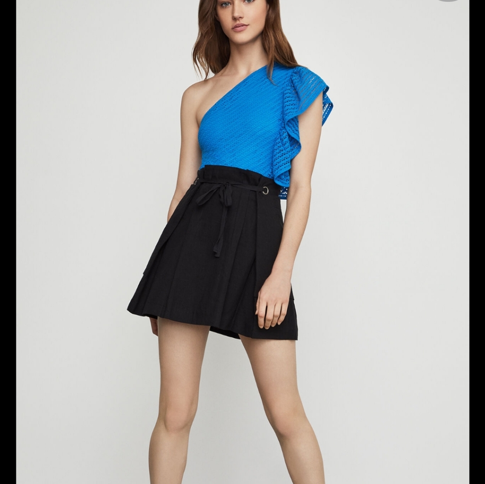 BCBG | A Line Linen Black Skirt with Pockets